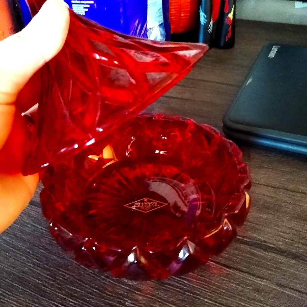 Crystal Red Candy Dish